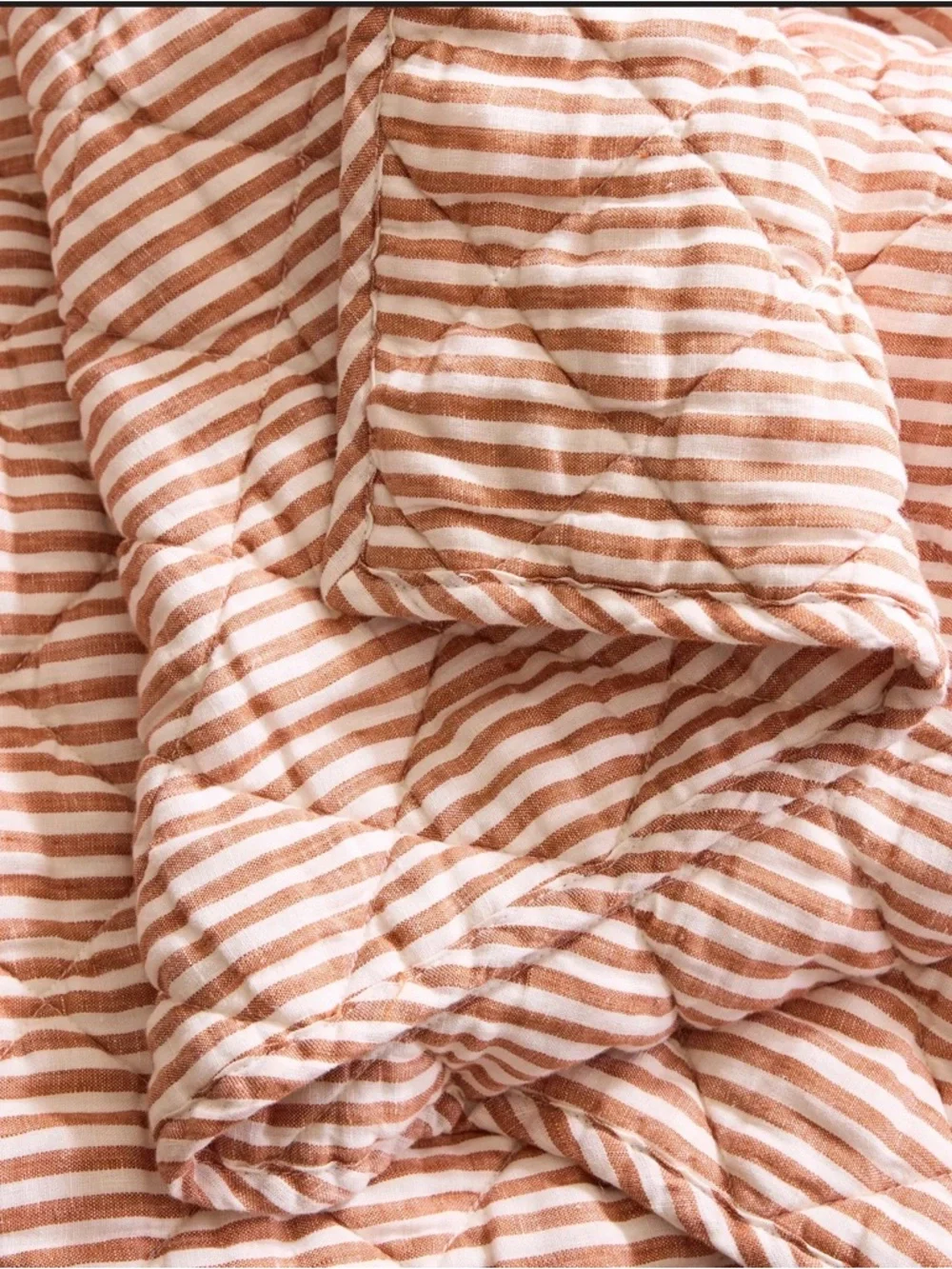 Quince European Linen Striped Quilt in Latte and white King Size